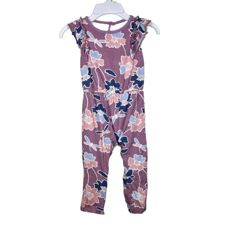 Child of Mine by Carter's Sz 24 M Jumper Purple Floral Multicolor‎ Snaps Romper